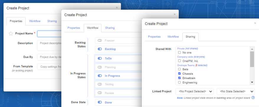 Share Projects with Multiple Teams using Redesigned Create Project Dialog