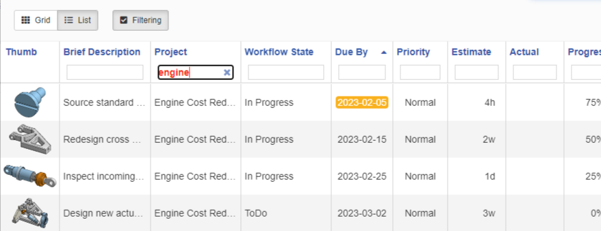 New Dashboard List View with Sort, Filter and Export to CSV and PDF